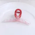 Minimalist transparent pink wave hair claw clip, stylish Korean style shark clip for women. - HS02844 Red