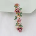 Korean style alloy floral spring hair clip with rhinestones and enamel flowers for women. - Style F011165 / Pink