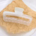 Minimalist rectangle hair claw clip, translucent wavy shark clip for women hair styling. - HS02845 White