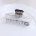 Transparent grey gradient rectangular hair claw clip, minimalist hair styling accessory - HS02845 Black