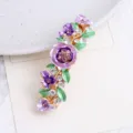 Purple enamel flower hair clip, rhinestone crystal alloy spring clip for women and girls. - Style F011166 / Purple