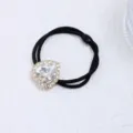 Chouchou elastique de cheveux noir strass coeur style coreen attache queue de cheval - Style avec Pendentif Coeur