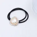 Élastique à cheveux perle strass cœur mode queue de cheval accessoire double nœud - Style Cœur Perle