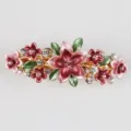 Korean alloy hair clip with enamel pink flowers rhinestones elegant hairpin for women - Style F011167 / Pink