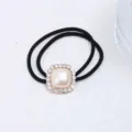 Élégant élastique à cheveux perle strass pour femmes, support queue de cheval carré. - Style perle carrée
