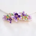 Korean alloy butterfly hair clip rhinestone purple flower spring barrette for women - Style F011170 / Purple