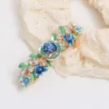 Korean alloy flower hair clip spring clip fashion women hair accessories elegant headwear 1pc - Style F011166 / Blue