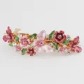 Korean style alloy butterfly hair clip for women elegant crystal floral spring barrette - Style F011175 / Pink