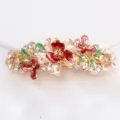 Korean style alloy flower butterfly hair clip vintage rhinestone spring barrette for women - Style F011170 / Coffee
