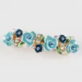 Korean alloy blue flower hair clip with sparkling rhinestones elegant spring barrette. - Style F011159 / Blue