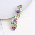 Korean style alloy purple flower hair clip rhinestone spring clip for women elegant accessory - Style F011165 / Purple
