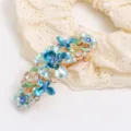 Korean style alloy floral rhinestone spring hair clip elegant blue hair accessories for women - Style F011170 / Blue