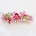 Korean style alloy floral spring hair clip with pink enamel flowers and sparkling rhinestones for women. - Style F011170 / Pink
