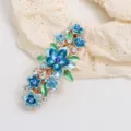 Korean Alloy Flower Spring Hair Clip Elegant Rhinestone Enamel Hair Barrettes for Women - Style F011167 / Blue