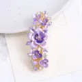 Korean style purple floral alloy hair clip rhinestone large spring hairpin for women variant - Style F011171 / Purple