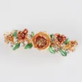 Korean style alloy floral hair clip for women with sparkling rhinestones and elegant design. - Style F011166 / Coffee