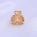 Mini pince a cheveux en metal et strass, elegante petite barrette pour coiffure quotidienne. - Café