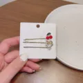Ensemble de pinces à cheveux dorées avec jolis motifs de cerises et nœuds étincelants. - RY09005