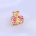 Mini pince à cheveux en métal doré décorée de strass roses scintillants pour coiffures mignonnes. - Rose