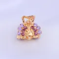 Mini pince à cheveux en métal strass, mignon petit accessorie en cristal violet. - Violet