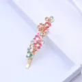 Barrette à cheveux fleur en alliage exquise avec strass étincoyants et émail coloré pour femmes. - Coloré