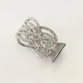 Sparkling rhinestone hair claw clip for women, elegant alloy interlocking hair accessory. - Silver
