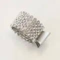 Sparkling rhinestone hair claw clip, elegant silver alloy metal ponytail holder for women styling. - Silver