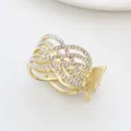 Gold alloy rhinestone hair claw clip, sparkling crystal hair accessory for women styling. - Gold