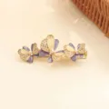 Barrette à cheveux papillon en émail violet avec perles et base en alliage accessoire - Violet