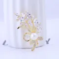 Elegante Zirkon Perle Weizenähre Brosche Exquisite Vergoldete Blume Anzug Nadel Schmuck - K00019 Gold
