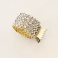 Gold rhinestone hair claw clip for women, sparkling crystal alloy ponytail holder accessories. - Gold
