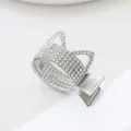 Rhinestone cat ear hair claw clip alloy sparkling mini hair clamp for women elegant styling - Two-tone Gold Silver