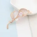 Rose Gold Calla Lily Zirconia Brooch Pin Elegant Floral Suit Jacket Jewelry Accessory Variant - K00228 Gold