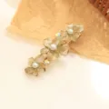 Pince à cheveux florale élégante en alliage avec fausses perles et cristaux étincelants. - Marron