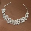 Bandeau Cheveux Mariée Argent Perle Strass Fleur Accessoire de Coiffure Mariage - FG00653-S-330