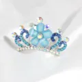 Kids crystal tiara hair comb blue rhinestone princess hair accessory for girls party - FS20765 / Blue