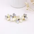 Spring elegant flower hair clip with enamel pearls and crystals sweet hairpin for women variant - F014683 Grey