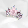 Kids pink crystal flower crown hair comb, shimmering rhinestone princess tiara accessory. - FS20765 / Purple