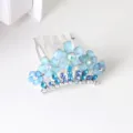 Kids blue flower crystal crown hair comb, sparkling rhinestone insert comb for girls party. - FS20766 / Blue