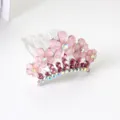 Children princess crystal rhinestone hair comb pink flower tiara hairpin cute accessory - FS20766 / Pink