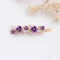 Barrette a cheveux florale emaillee mauve avec strass, epingle elegante pour femmes. - RY07611(Violet) / Violet