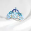 Blue rhinestone princess tiara hair comb, sparkling crystal children hair accessory for girls - FS20767 / Blue