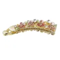Pince à cheveux banane florale en alliage doré 10cm strass accessoire élégant variante - HB00748 / Café
