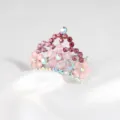Kids princess crown crystal rhinestone hair comb pink flower variant fashion hair accessory - FS20767 / Pink