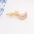 Jolie pince à cheveux lune et étoile émaillée, barrette dorée style doux quotidien - Jaune Rose Violet