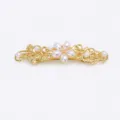 Élégante pince à cheveux fleur en alliage doré avec perles nacrées, barrette 7cm - Or