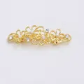 Pince à cheveux fleur en métal doré avec perles et strass barrette élégante pour coiffure de femme - Or