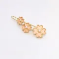 Sweet floral enamel hair clip with faux pearl and gold tone metal design variant option - Pink