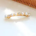 Barrette à cheveux ressort perles et strass dorée, accessoire coiffure élégant pour femmes. - F014611 (Perle Strass)