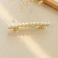 Élégante pince à cheveux perle dorée pour femmes, épingle à ressort exquise pour coiffure. - F014658 Or Perle